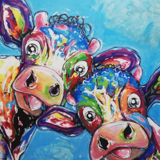 What does the cow say, acrylic painting on canvas, 100% handmade artwork