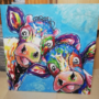 Picture 2/4 -What does the cow say, acrylic painting on canvas, 100% handmade artwork